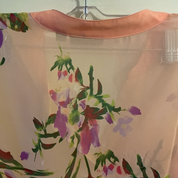 Susan Graver Floral Chiffon Sheer Sleeveless Button Front Top Size 22W - Picture 9 of 10